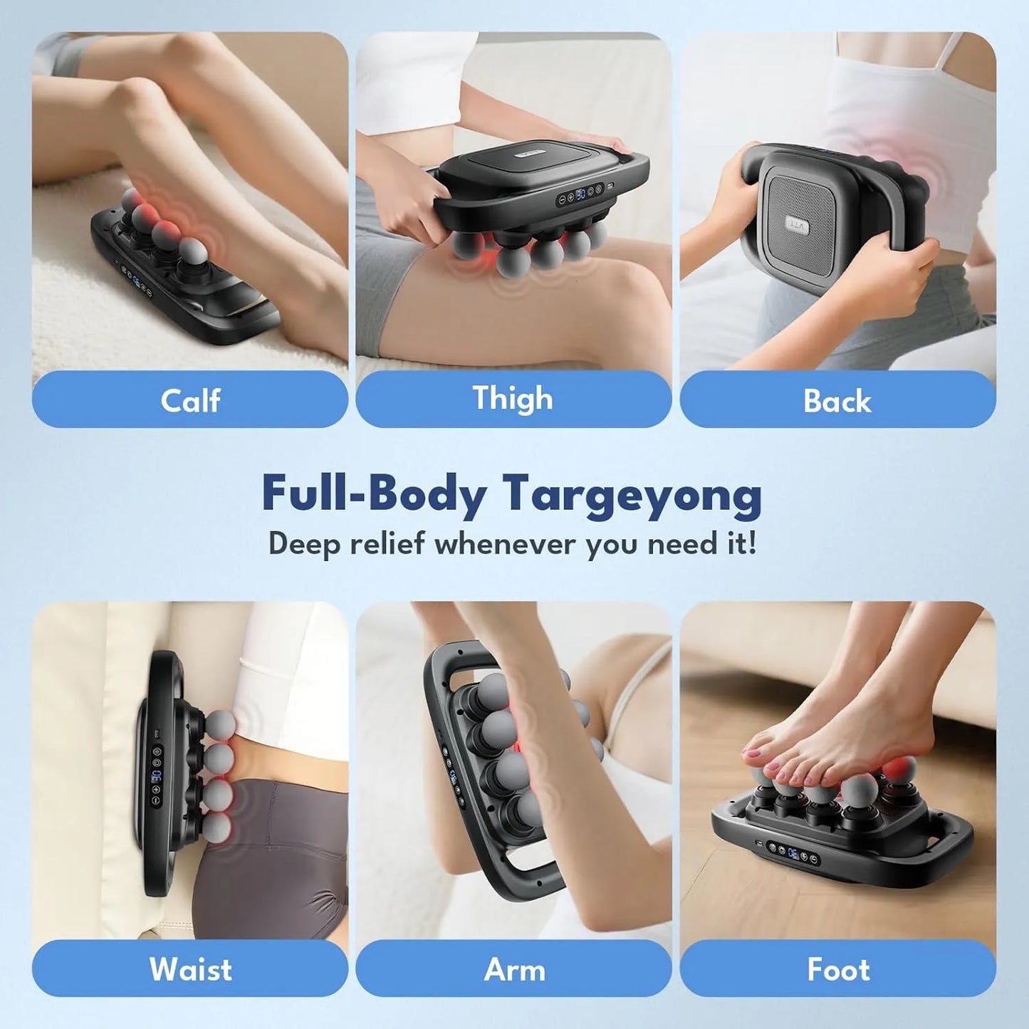 8 Head Massage Gun for Back, Shoulders, Legs,  & Muscle Pain Relief